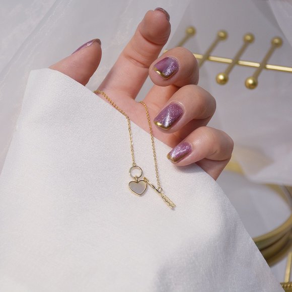 NEW 14K Gold Plated Love Heart Diamond Cupid Arrow Bar Circle Toggle Necklace - Picture 2 of 13